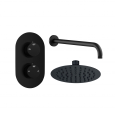 Signature Reflex Thermostatic Dual Concealed Mixer Shower with Fixed Shower Head - Matt Black