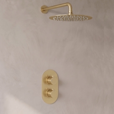 Signature Reflex Thermostatic Dual Concealed Mixer Shower with Fixed Shower Head - Brushed Brass