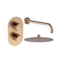 Signature Reflex Thermostatic Dual Concealed Mixer Shower with Fixed Shower Head - Brushed Bronze