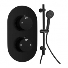 Signature Reflex Thermostatic Concealed Shower Valve with Adjustable Slide Rail Kit - Matt Black