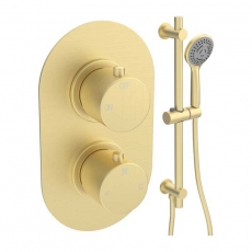 Signature Reflex Thermostatic Concealed Shower Valve with Adjustable Slide Rail Kit - Brushed Brass