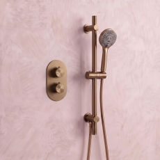 Signature Reflex Thermostatic Concealed Shower Valve with Adjustable Slide Rail Kit - Brushed Bronze