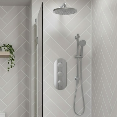 Signature Reflex Thermostatic Triple Concealed Mixer Shower with Shower Kit + Fixed Shower Head - Chrome