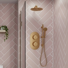 Signature Reflex Thermostatic Dual Concealed Mixer Shower with Shower Kit + Fixed Shower Head - Brushed Brass