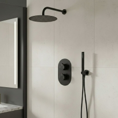 Signature Reflex Thermostatic Dual Concealed Mixer Shower with Shower Kit + Fixed Shower Head - Matt Black