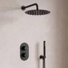 Signature Reflex Thermostatic Dual Concealed Mixer Shower with Shower Kit + Fixed Shower Head - Matt Black