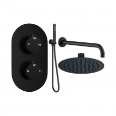 Signature Reflex Thermostatic Dual Concealed Mixer Shower with Shower Kit + Fixed Shower Head - Matt Black