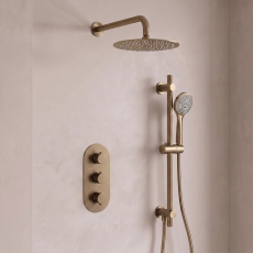 Signature Reflex Thermostatic Triple Concealed Mixer Shower with Shower Kit + Fixed Shower Head - Brushed Bronze