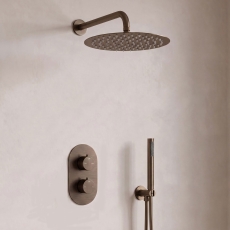 Signature Reflex Thermostatic Dual Concealed Mixer Shower with Shower Kit + Fixed Shower Head - Brushed Bronze