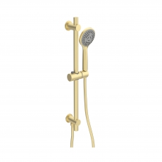 Signature Reflex Round Shower Slide Rail Kit with Three Function Handset - Brushed Brass