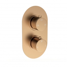Signature Reflex Thermostatic Round 2 Outlet Concealed Shower Valve Dual Handle - Brushed Bronze