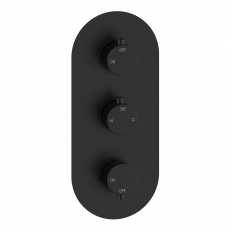 Signature Reflex Thermostatic 2 Outlet Concealed Shower Valve Triple Handle - Matt Black