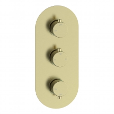 Signature Reflex Thermostatic 2 Outlet Concealed Shower Valve Triple Handle - Brushed Brass