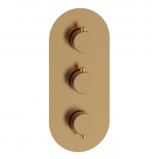 Signature Reflex Thermostatic 2 Outlet Concealed Shower Valve Triple Handle - Brushed Bronze