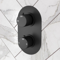 Signature Thermostatic Round 1 Outlet Concealed Shower Valve Dual Handle - Black