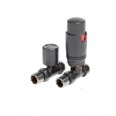 Signature Round Thermostatic Straight Radiator Valve Pair - Anthracite
