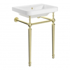 Signature Saga Basin with Brushed Brass Washstand 610mm Wide - 1 Tap Hole