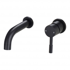 Signature Sail 2-Hole Mono Basin Mixer Tap Wall Mounted 155mm Spout Reach - Matt Black