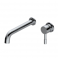 Signature Sail 2-Hole Mono Basin Mixer Tap Wall Mounted 220mm Spout Reach - Chrome