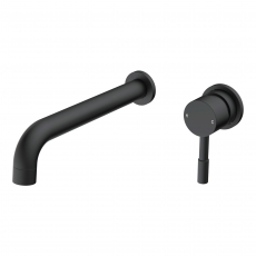 Signature Sail 2-Hole Mono Basin Mixer Tap Wall Mounted 220mm Spout Reach - Matt Black