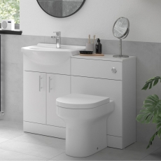 Signature Skyline Combination Unit with Ceramic Basin 1155mm Wide - White Gloss