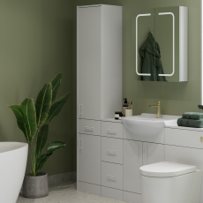 Signature Skyline Floor Standing 2-Door and 1-Drawer Tall Unit 350mm Wide - Gloss White