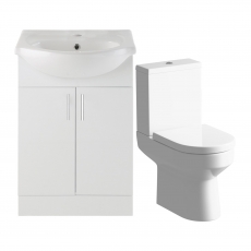 Signature Skyline Bathroom Suite with Floor Standing Vanity Unit 550mm Wide - 1 Tap Hole