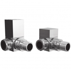 Signature Square Corner Radiator Valves (Pair) - Chrome