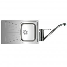 Signature Teka Starbright 1.0 Bowl Kitchen Sink with Tap and Waste 860mm L x 500mm W - Stainless Steel