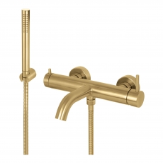 Vema Tiber Bath Shower Mixer Tap with Kit Wall Mounted - Brushed Brass