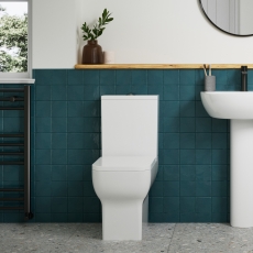 Signature Zen Rimless Close Coupled Open Back Toilet with Push Button Cistern - Soft Close Seat