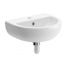 Signature Zeus Wall Hung Cloakroom Basin and Bottle Trap 450mm Wide - 1 Tap Hole