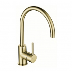 The 1810 Company Courbe Curved Spout Kitchen Sink Mixer Tap - Brushed Gold Brass