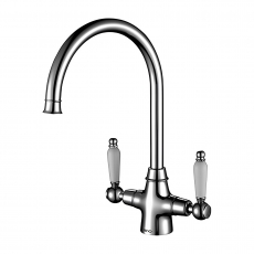 The 1810 Company Rodez Twin Lever Kitchen Sink Mixer Tap - Chrome