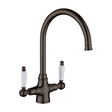 The 1810 Company Rodez Twin Lever Kitchen Sink Mixer Tap - Gun Metal