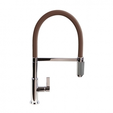 The 1810 Company Spirale Knurled Chrome Spout Sink Mixer Tap with Flexible Hose - Chocolate