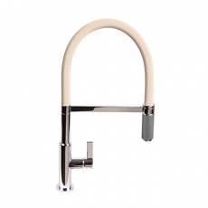 The 1810 Company Spirale Knurled Chrome Spout Sink Mixer Tap with Flexible Hose - Latte