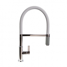 The 1810 Company Spirale Knurled Brushed Steel Spout Sink Mixer Tap with Flexible Hose - Light Grey