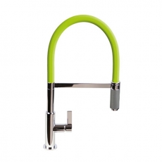 The 1810 Company Spirale Knurled Brushed Steel Spout Sink Mixer Tap with Flexible Hose - Lime