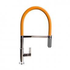 The 1810 Company Spirale Knurled Chrome Spout Sink Mixer Tap with Flexible Hose - Orange