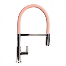The 1810 Company Spirale Knurled Chrome Spout Sink Mixer Tap with Flexible Hose - Pastel Pink