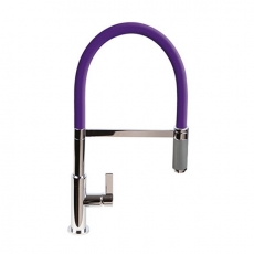The 1810 Company Spirale Knurled Brushed Steel Spout Sink Mixer Tap with Flexible Hose - Wine