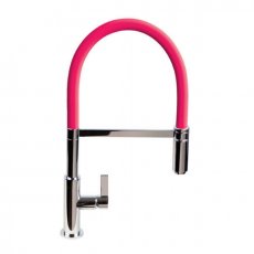 The 1810 Company Spirale Chrome Spout Sink Mixer Tap with Flexible Hose - Hot Pink