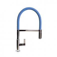 The 1810 Company Spirale Chrome Spout Sink Mixer Tap with Flexible Hose - Mid Blue
