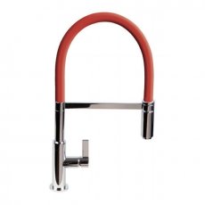The 1810 Company Spirale Chrome Spout Sink Mixer Tap with Flexible Hose - Red