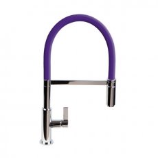 The 1810 Company Spirale Brushed Steel Spout Sink Mixer Tap with Flexible Hose - Indigo