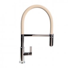 The 1810 Company Spirale Brushed Steel Spout Sink Mixer Tap with Flexible Hose - Latte