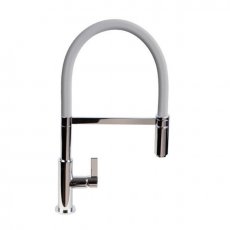 The 1810 Company Spirale Brushed Steel Spout Sink Mixer Tap with Flexible Hose - Light Grey