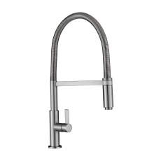 The 1810 Company Spirale Spout Kitchen Sink Mixer Tap with Spring Hose - Brushed Steel
