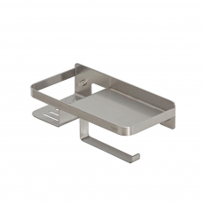 Tiger Caddy Toilet Roll Holder with Shelf - Brushed Stainless Steel